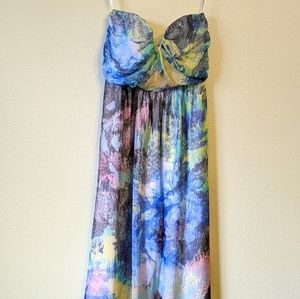 Water color print maxi dress
